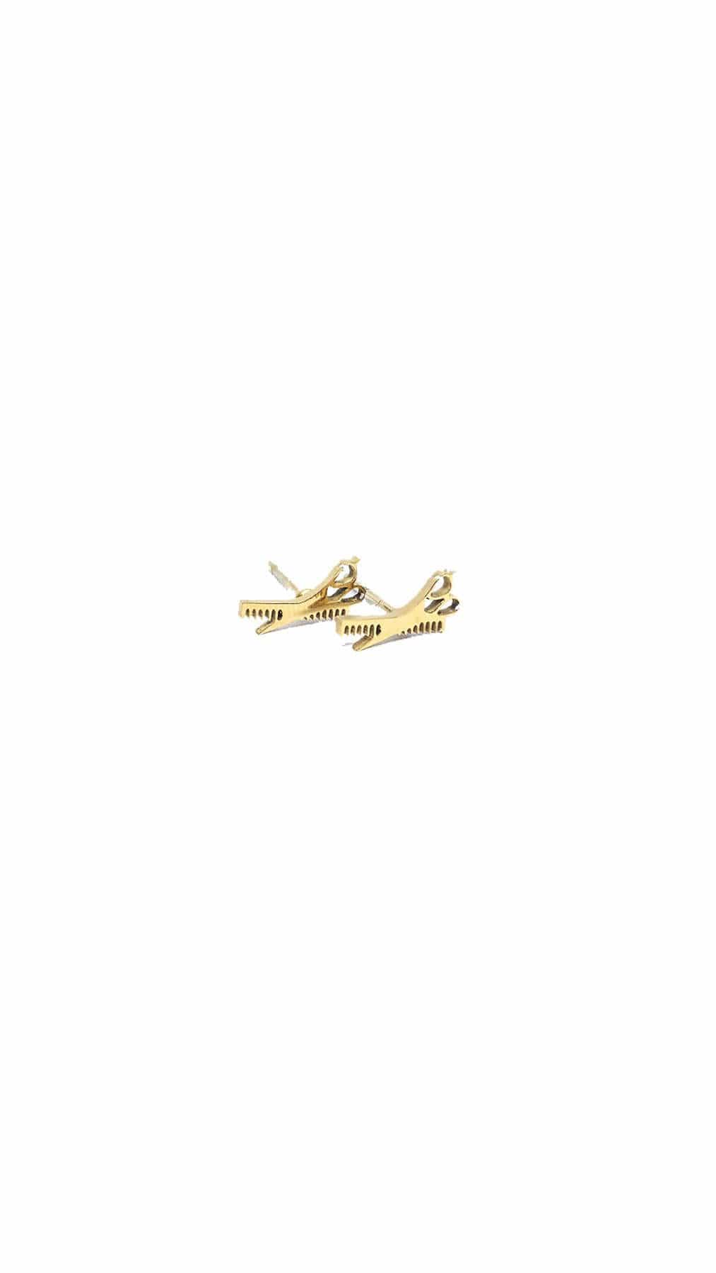 Kanaus Jewelry® Set: Aretes Brush and Scissors & Collar Golden Oval - Kanaus